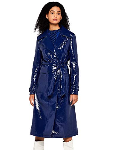 Trench Da Donna Blu Lungo E Sciancrato - Giacca Invernale Elegante Con Cintura, Per Autunno E Mezze Stagioni, Impermeabile
