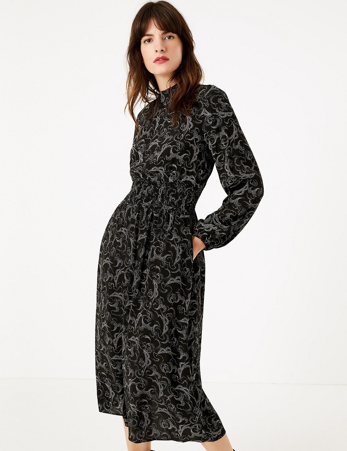 Pleated Midi Black Velvet Skirt Marks And Spencer Marks Spencer