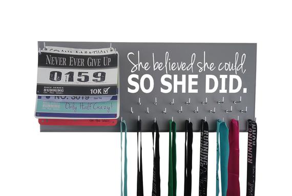 Ribbon Organizer Medal Hanger Marathon She Believed She Could So She Did Display Holder Wall - View #6