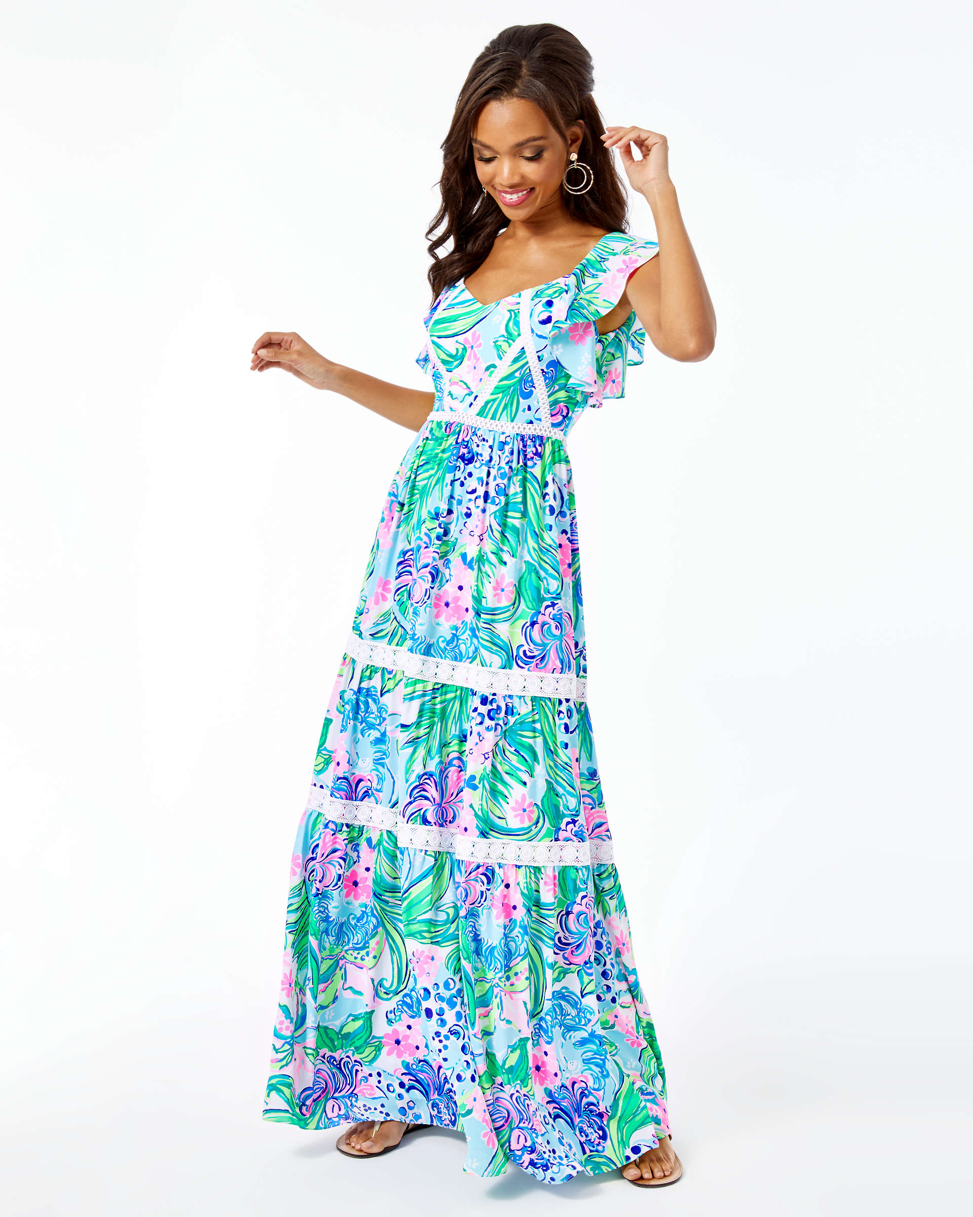 chinese dress ladies Lilly Pulitzer Pearce Maxi Dress Multi Sunshine Vibes LG at Amazon Women's  Clothing store