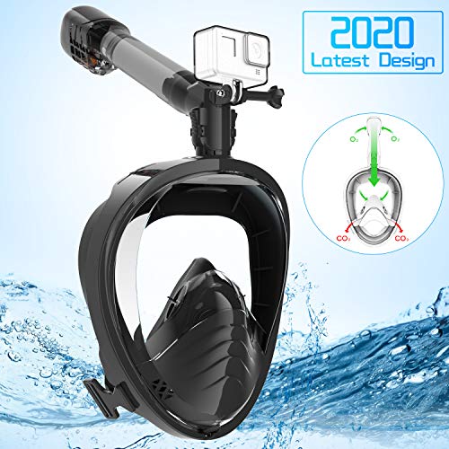 BNGXR Maschera Subacquea Bambini, Maschera Snorkeling Kit Panoramica a 180° View HD, Maschera Snorkeling con Tubo di Respirazione a Secco Completo e Boccaglio per Bambino e Adolescenti