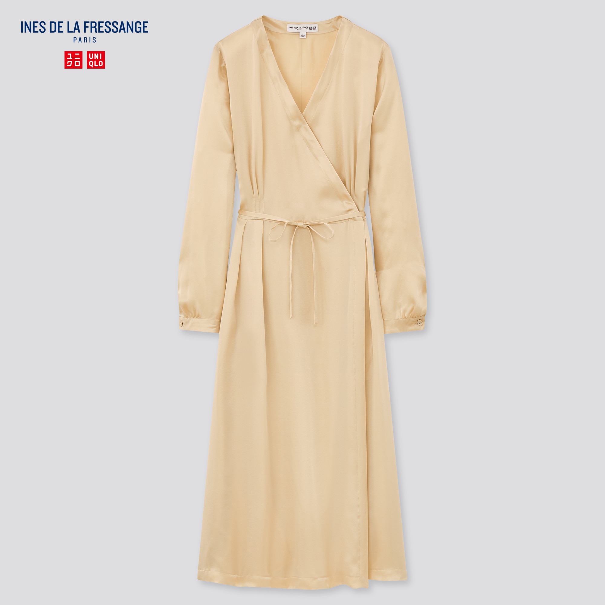 uniqlo silk wrap dress UNIQLO Long Sleeve Wrap Dress | UNIQLO Dress | Shirt Dress | Silk Dress