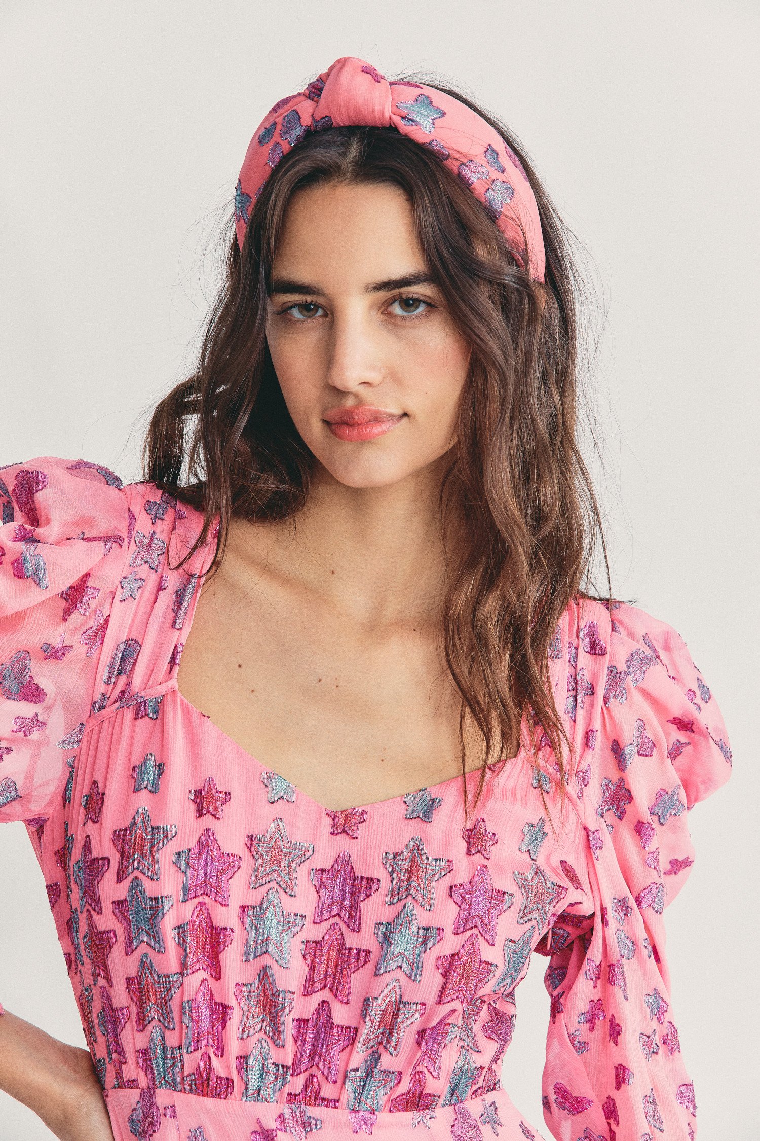 Love shack fancy x lele sadoughi collab pink checker metallic headband Where To Get The Lele Sadoughi x LoveShackFancy Fall  main image 4