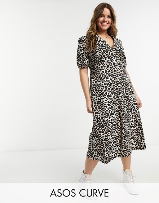 knee length dresses for ladies Eleni Leopard Print Midi Dress