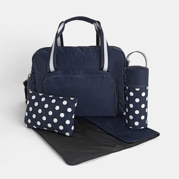 Materassino Fasciatoio Da Viaggio Impermeabile - Con 2 Spugne E Tasche, Design Blu Scandinavo - Foto 3