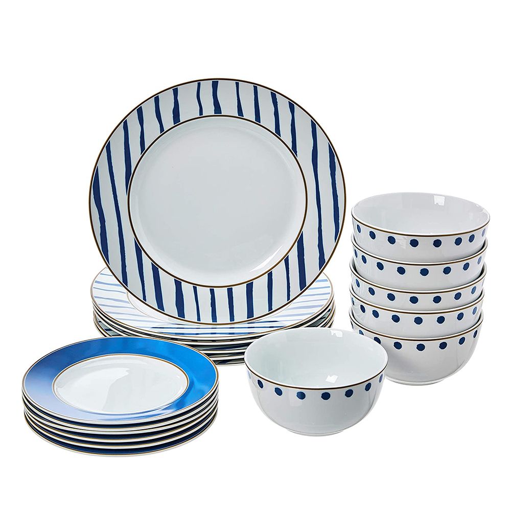 Vancasso Bonita Blue Salad Plate Set Of 6, 7.5 Inch Ceramic Dinner Plate, Dishwasher And Microwave Safe - View #5