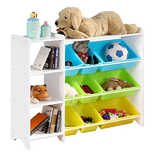 Bath Toy Storage Net With 3 Compartments - Includes 4 Self-Adhesive Hooks, 2 Side Pockets, Mesh Organizer For Shower, Bathroom & Kids' Rooms
