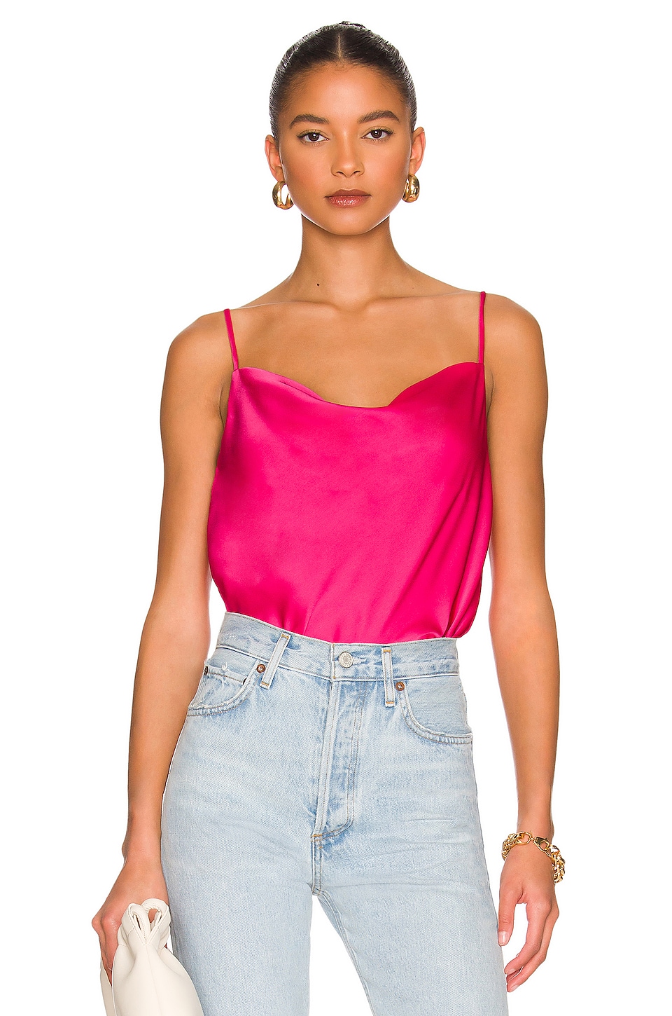 pink silky top