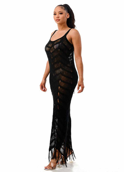 addison rae crochet dress Addison Rae Parties in Just a Crochet Maxi Dress and Underwear