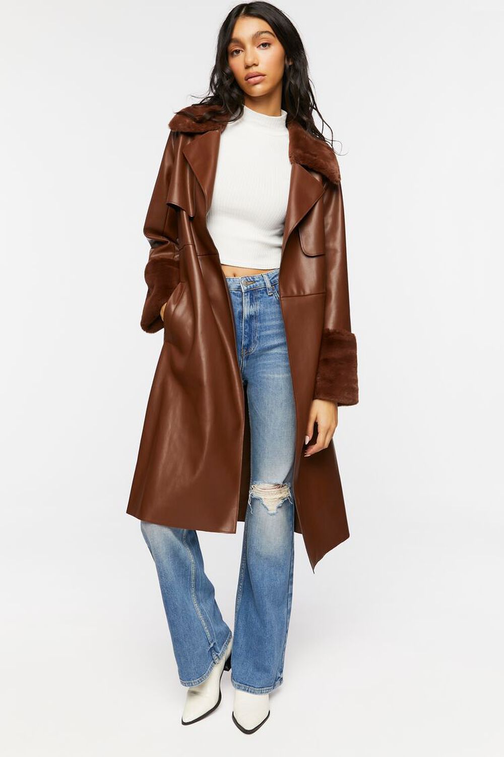 Bella Hadid Goes Braless Under a Baggy Motorcycle Trench Coat