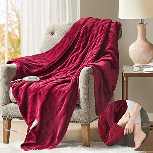 Degrees Of Comfort Heated Blanket – Microplush Red Full Size (72x84 Inches), 20 Heat Settings