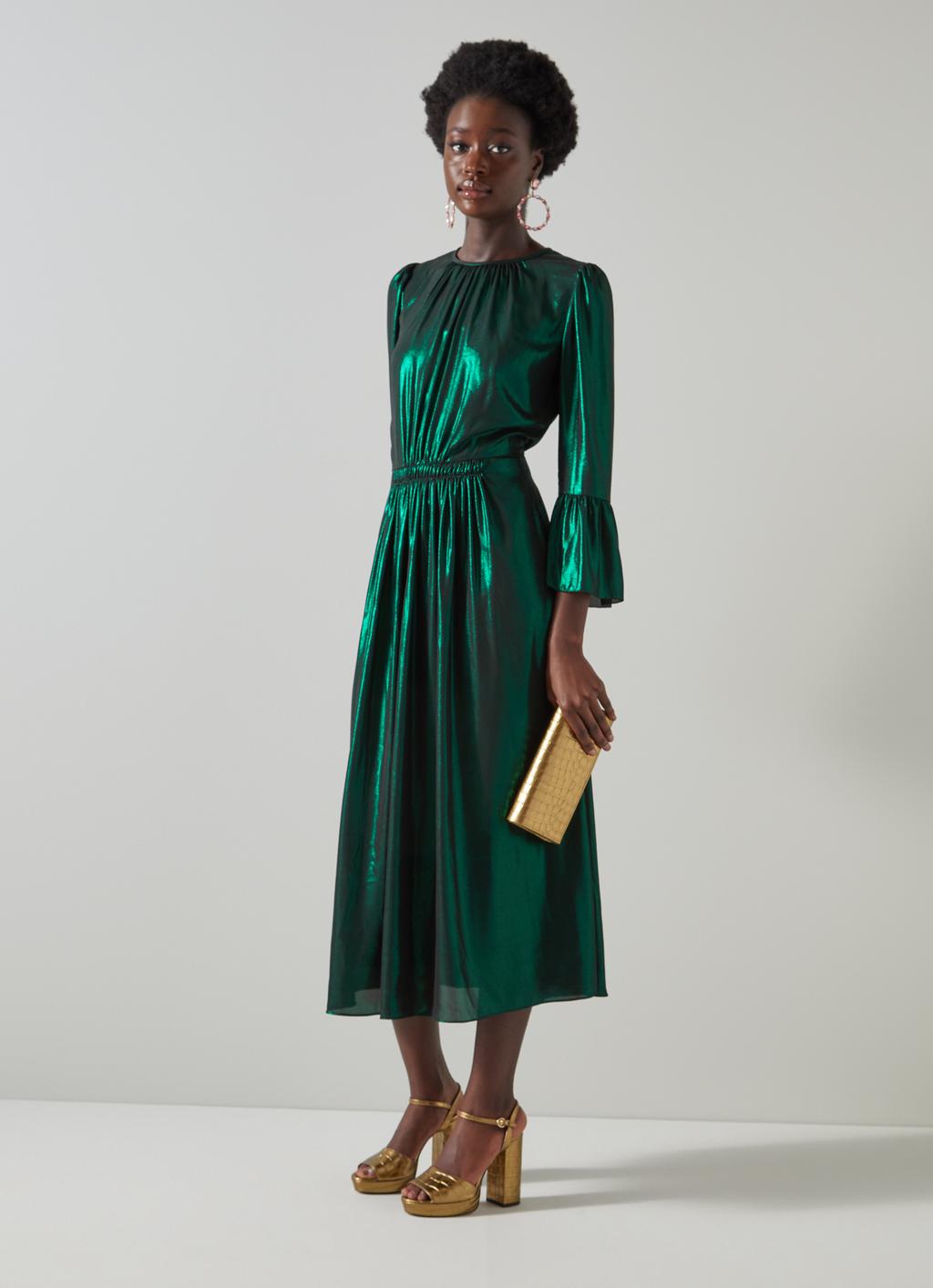 green emerald velvet dress Zelda Side Slit Velvet Sequin Gown