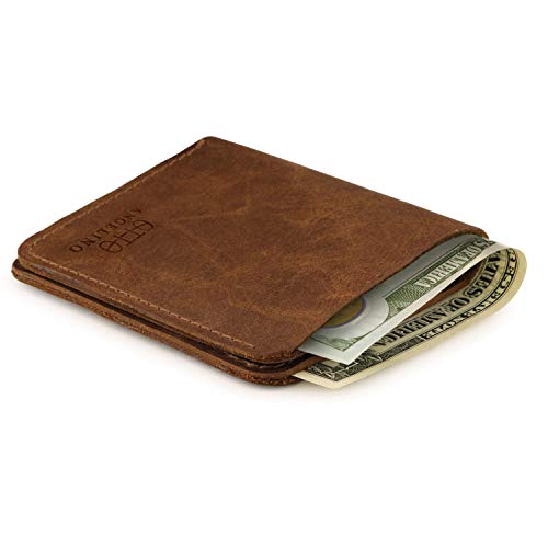 K KADA-MAX Portafoglio Uomo In Pelle Marrone – Piccolo, Moderno E Impermeabile (12x9,5 Cm)
