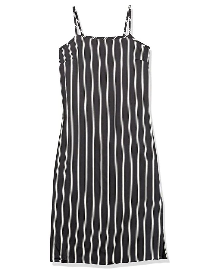 amazon black and white striped dress Women's Black White Striped Print Maxi Dress Sleeveless Halter Tie up Long Dress Summer Loose Pleated Sundress (A-Black, S) at Amazon Women's Clothing store