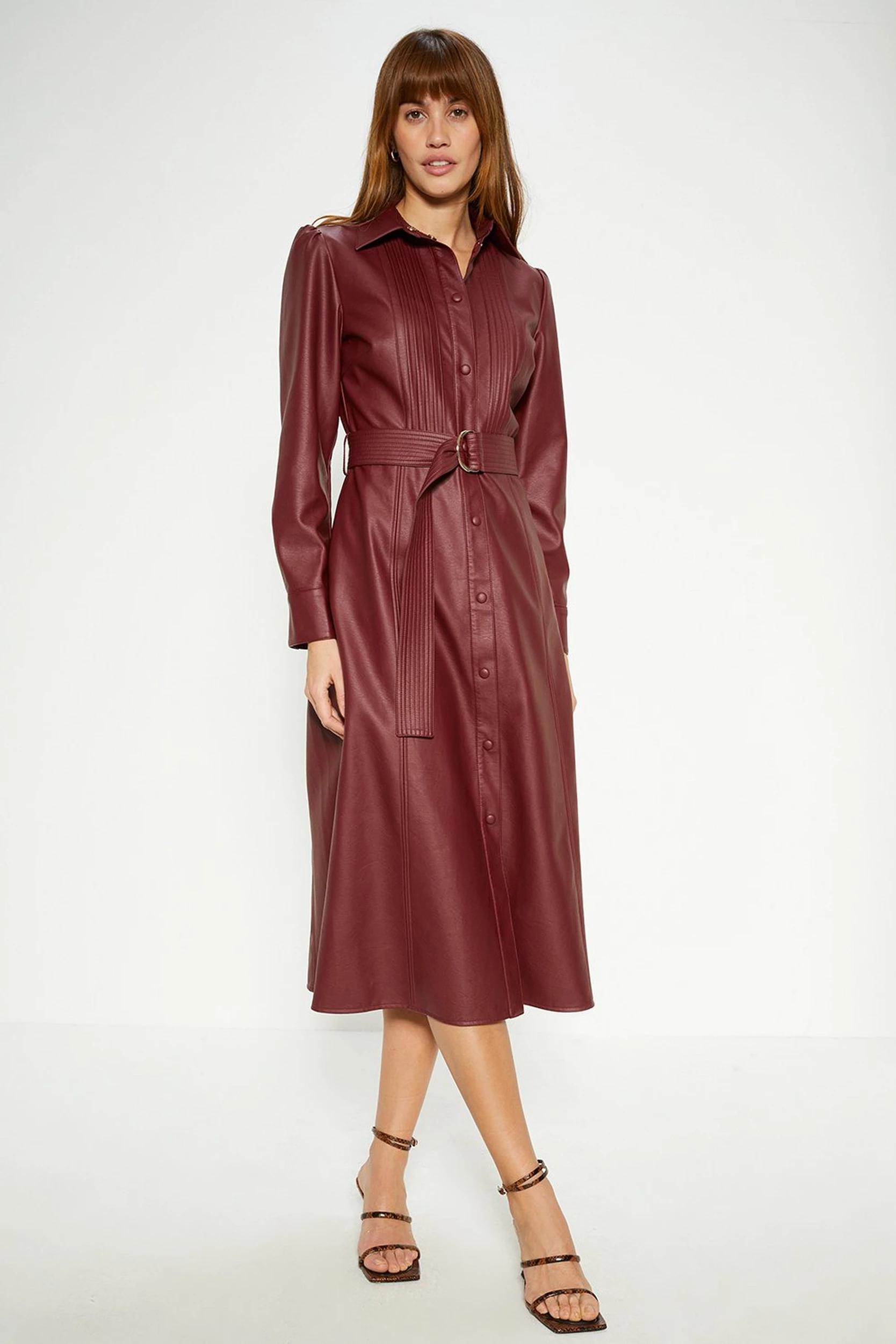 Lorraine Kelly wears chic Oasis leather midi shirt dress