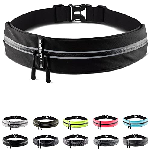UTOBEST Cintura Da Corsa Elastica Ultraleggera Con 4 Tasche - Marsupio Sportivo Per Smartphone, Chiavi, Carte - Adatto Vita 60-120 Cm