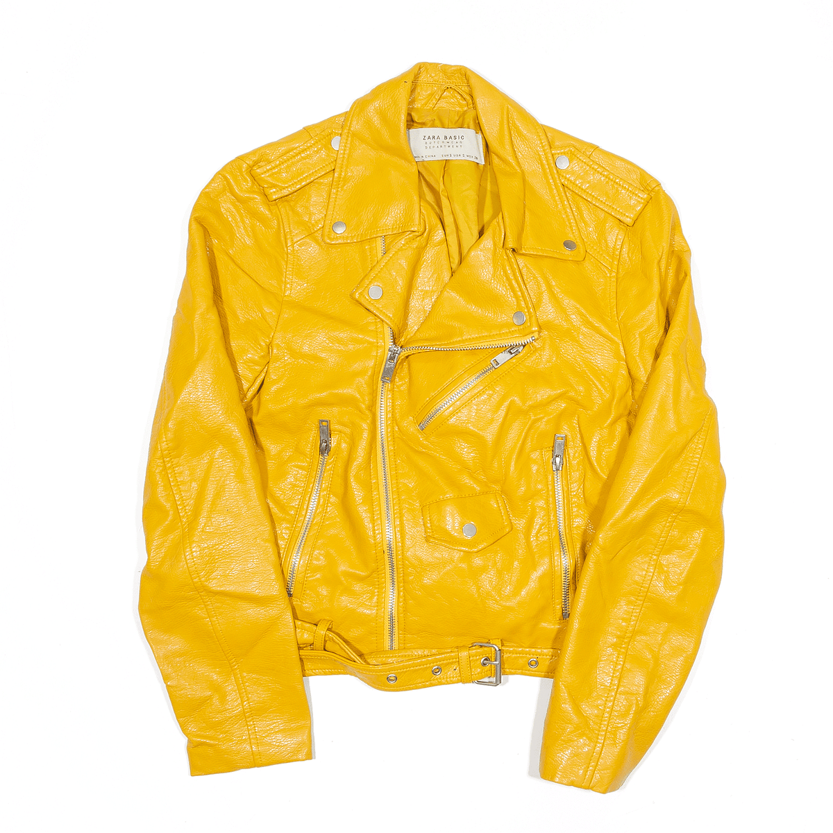 Katy Perry wears a yellow leather biker jacket in New York