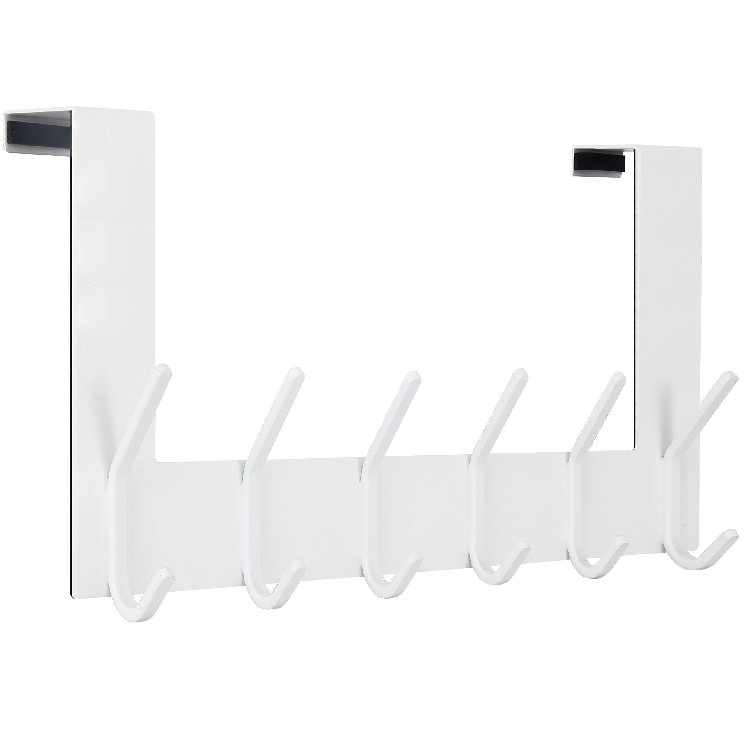 HapiRm Over Door Hat Rack – Wall Mounted Baseball Cap Organizer With 6 Hooks & Metal Basket, Holds 32+ Caps, Silver – For Bedroom, Closet, Dorm, Entryway