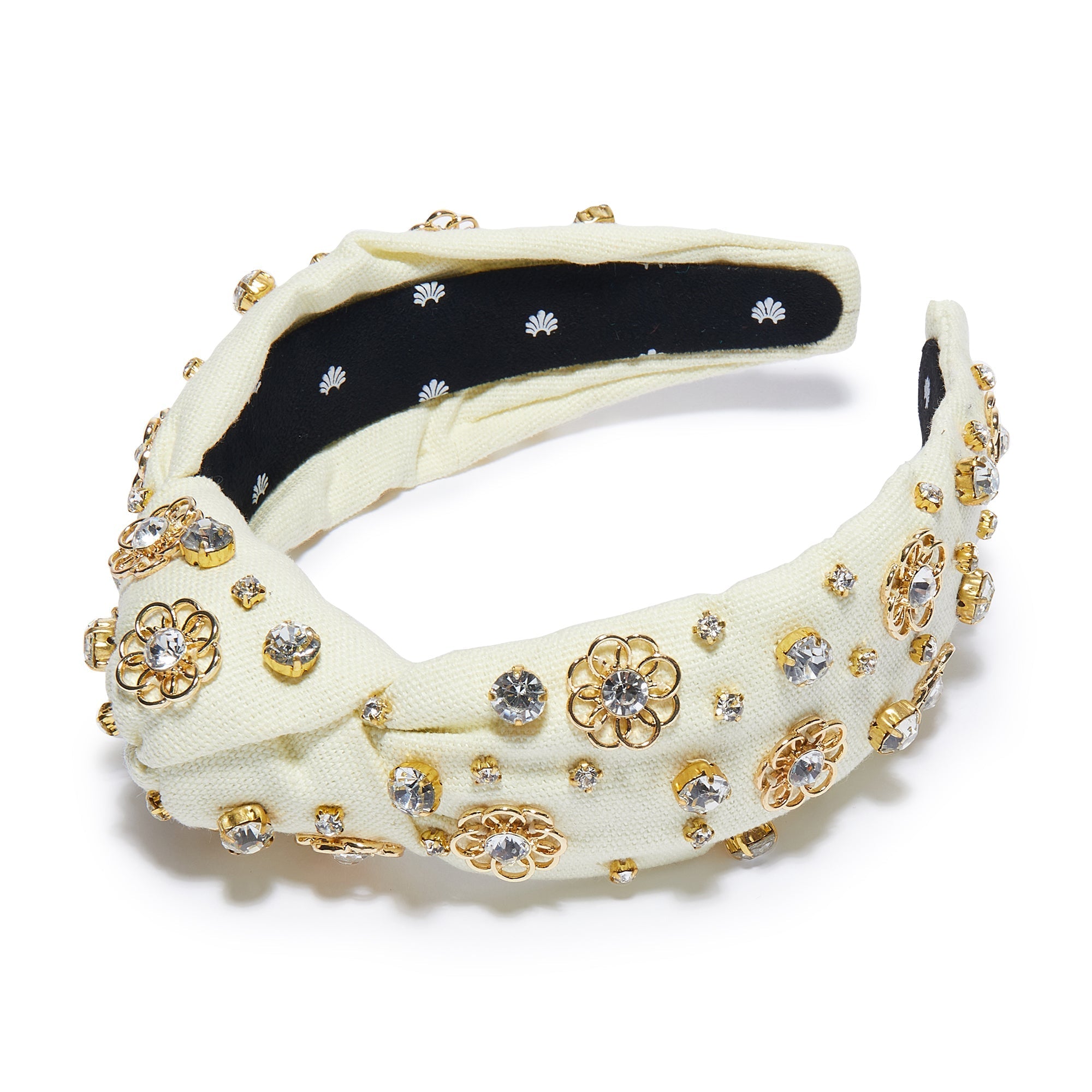 Lele Sadoughi Marigold‎ Crystal Embellished Knot14k gold plated Headband Ivory Lele Sadoughi Caramel Tartan Plaid Crystal-Embellished  main image 3