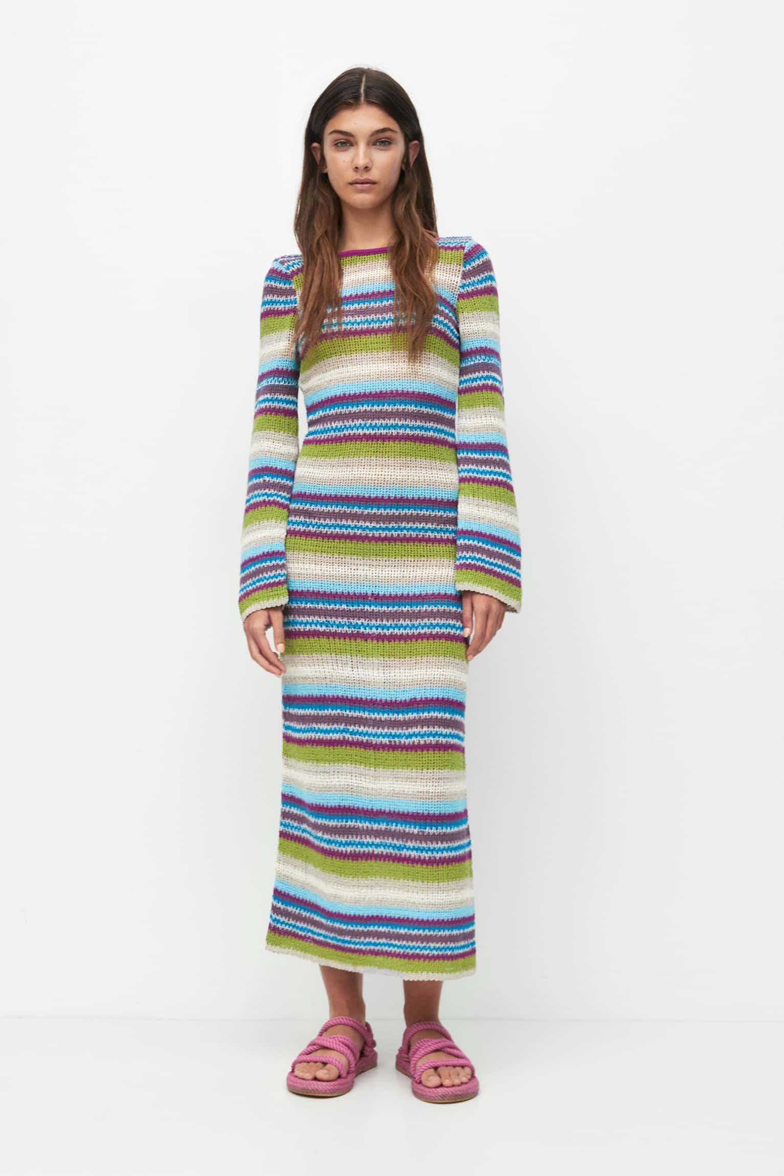 Vestido Casual Vestido Largo Flores Pull And Bear Vestido Pull And