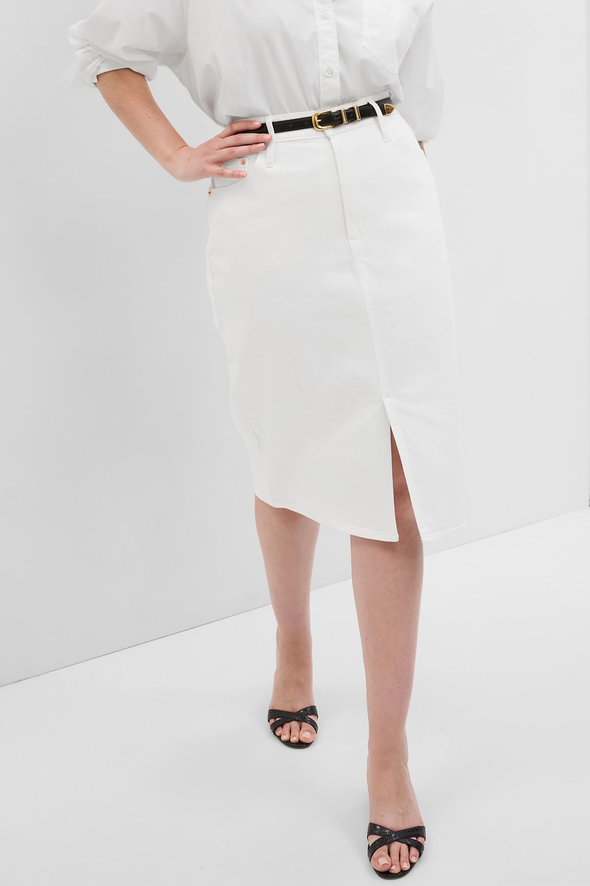 HOT Pencil Skirt White Denim Skirt Gap High Waisted White Skirt