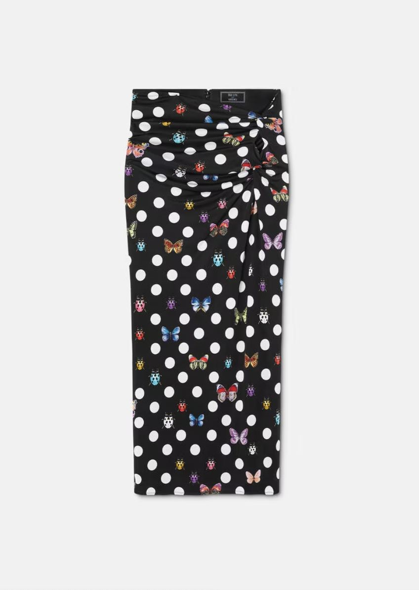 VERSACE スカート x Dua Lipa gathered jersey midi skirt841541 x Dua Lipa gathered jersey midi skirt in black - Versace