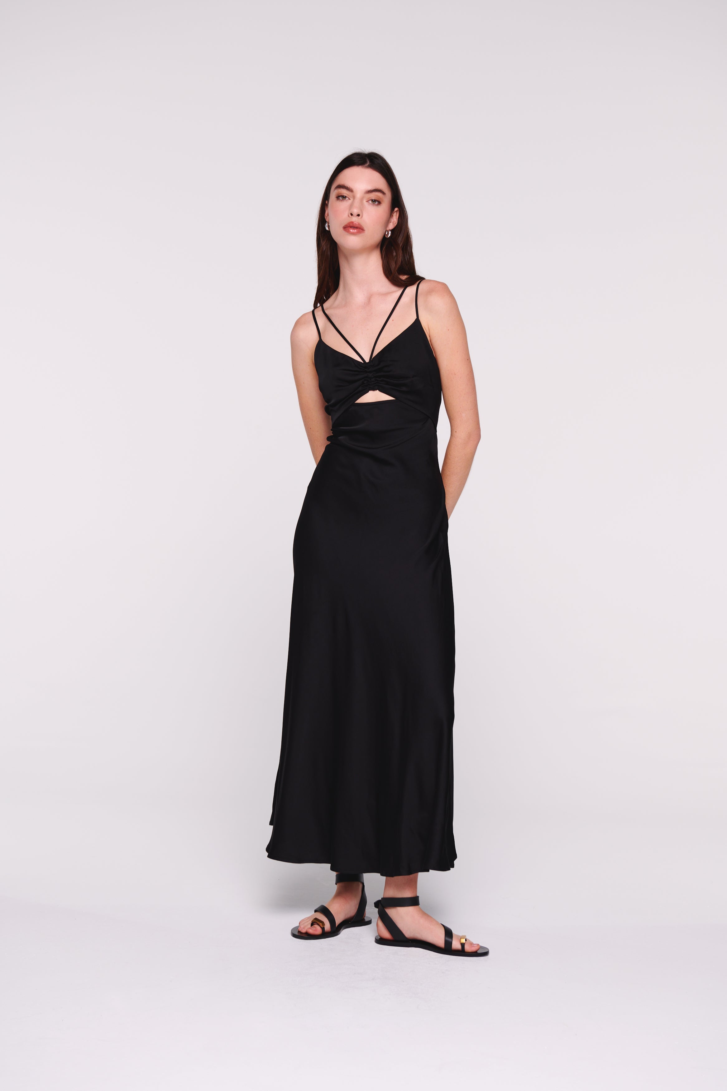 aligne black dress ALIGNE Drop Waist Linen Dress - Black | Rosia