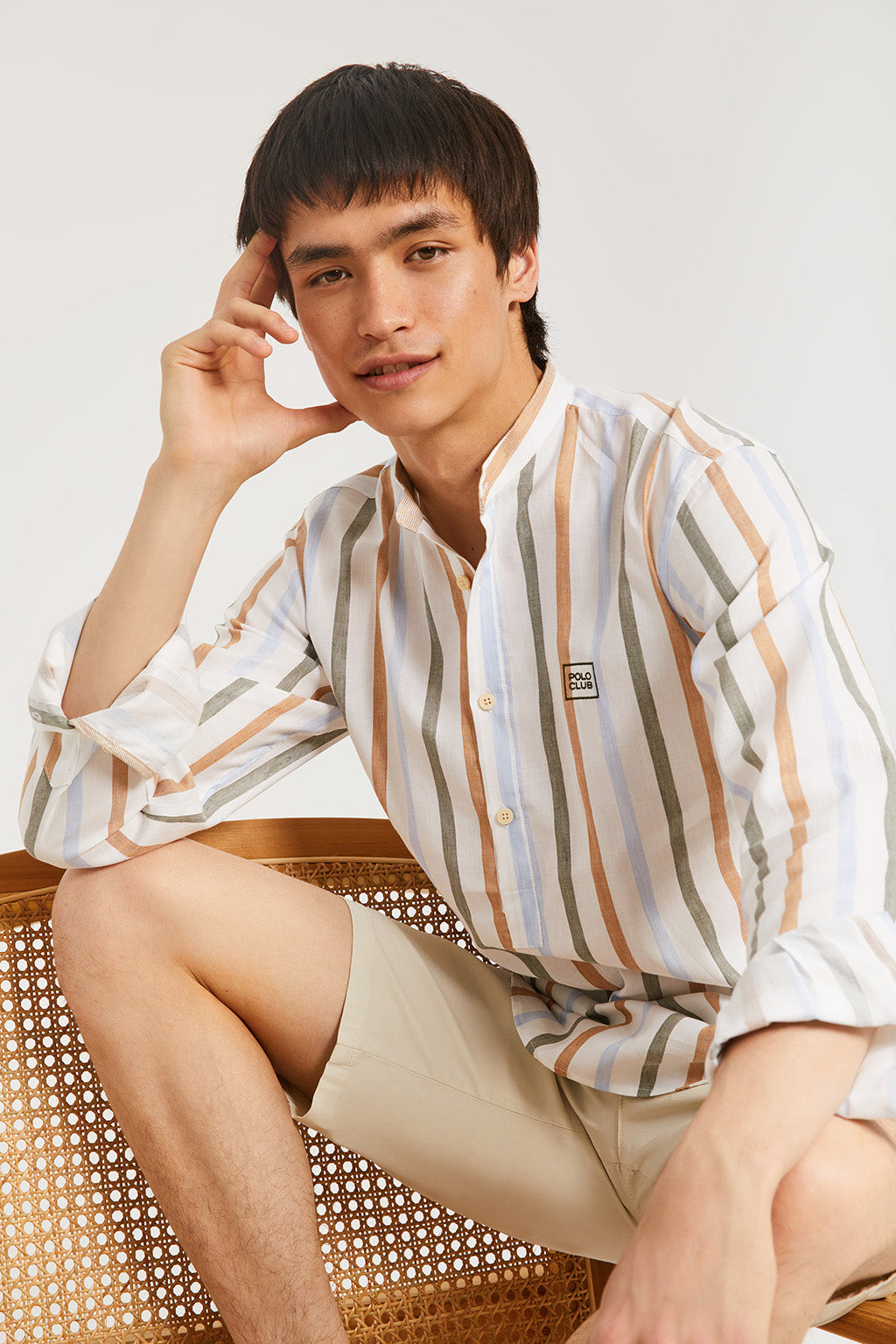 Camisa De Lino Para Hombre A Rayas Manga Larga, Corte Regular, Verano,  Tallas M A 3XL