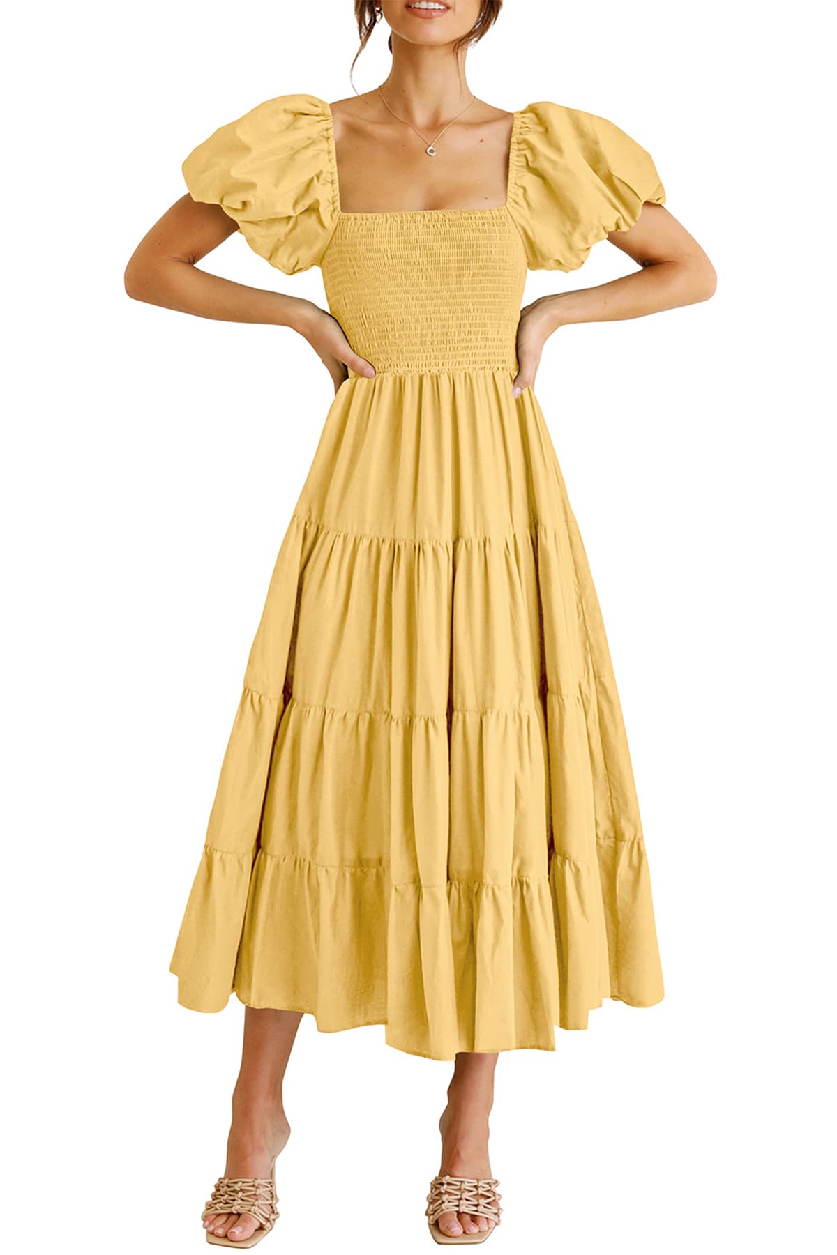 Alix Earle has a Girls' Night Out in a Flowy Yellow Puff Sleeve Dress