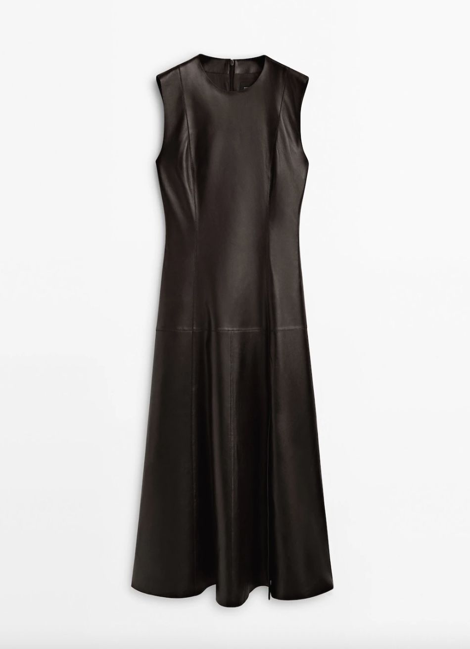 inc faux leather dress Faux-Leather Statement Sleeve Dress – New York & Company main image 0