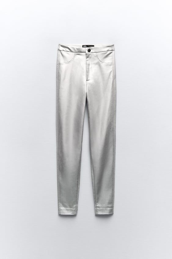 Pantalones Leggins Plateados Zara 'leggings' De Zara, Mango