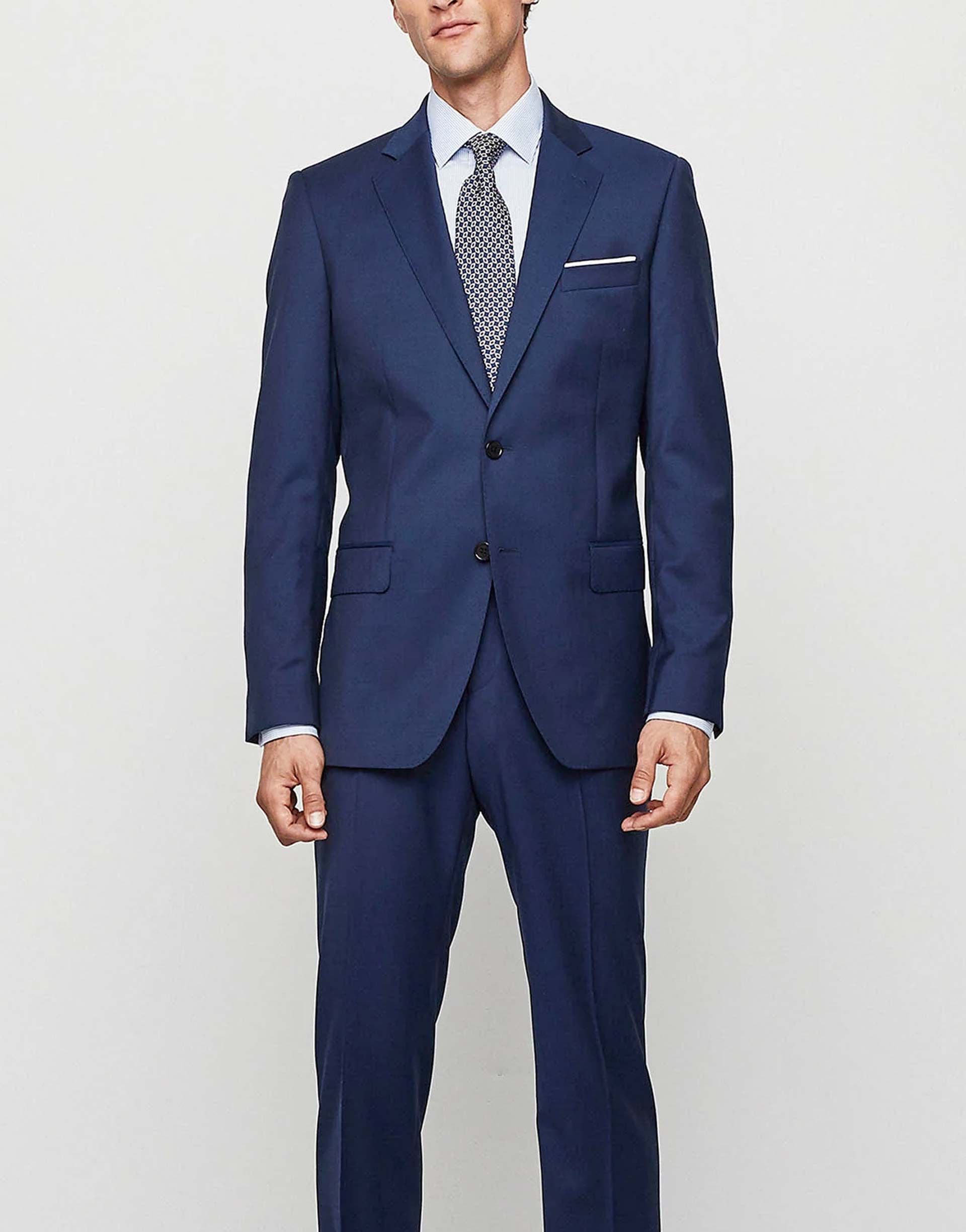 Traje Azul Traje Formal Con Mocasines Zapatos Marrones Outfit