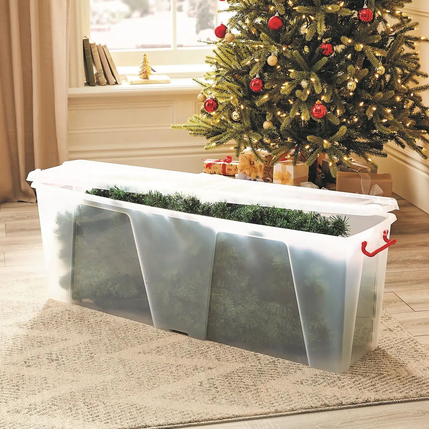 EverMerry Christmas Tree Storage Bag 7.5 Ft, 4 Individual Straps Xmas Heavy Duty Artificial Moving Bags For Storage Carrying Handles With Carabiners And Dual Zipper And Inner Pocket