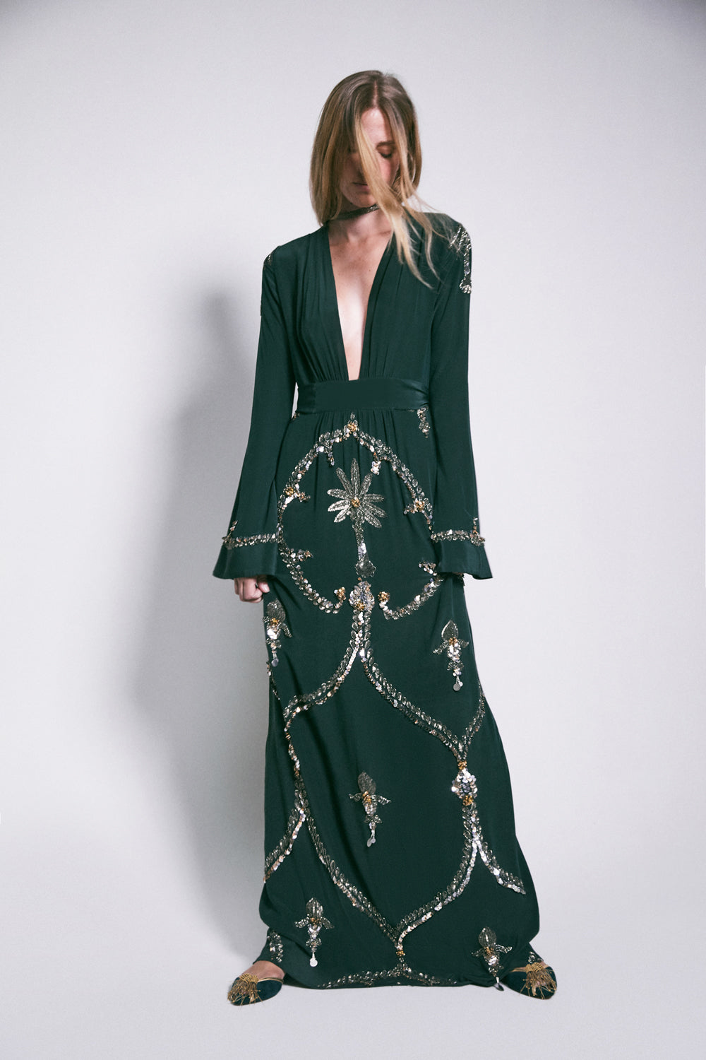 johanna ortiz green dress Johanna Ortiz Nuestra Tierra Ankle Dress in Green main image 0
