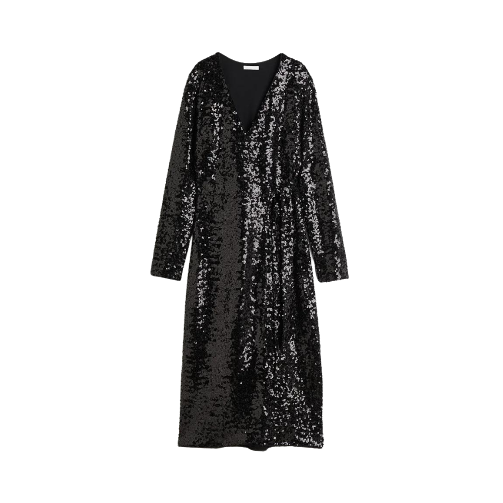 In deze glitterjurk van H&M steel je de show tijdens kerst
