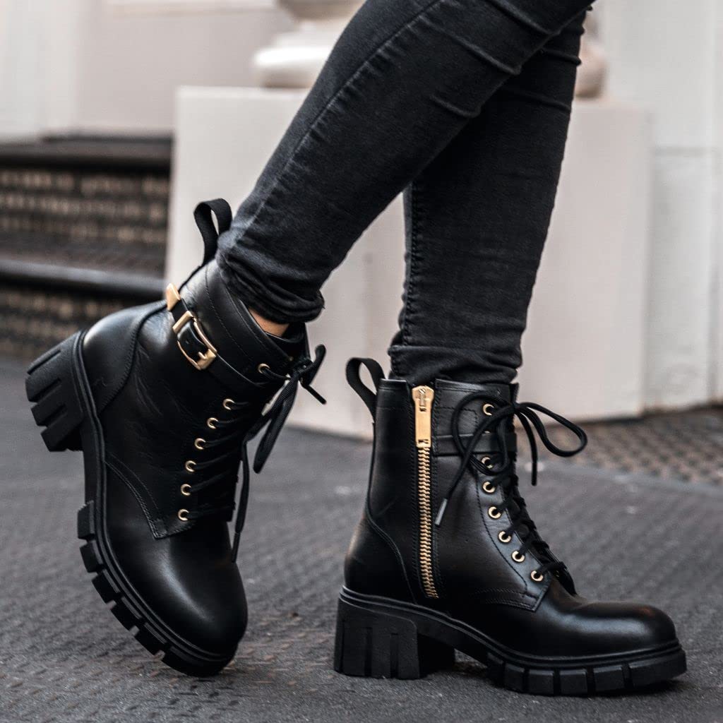 Ankle Boots Combat Boots With Heel Outfit Jeans Chunky Boots