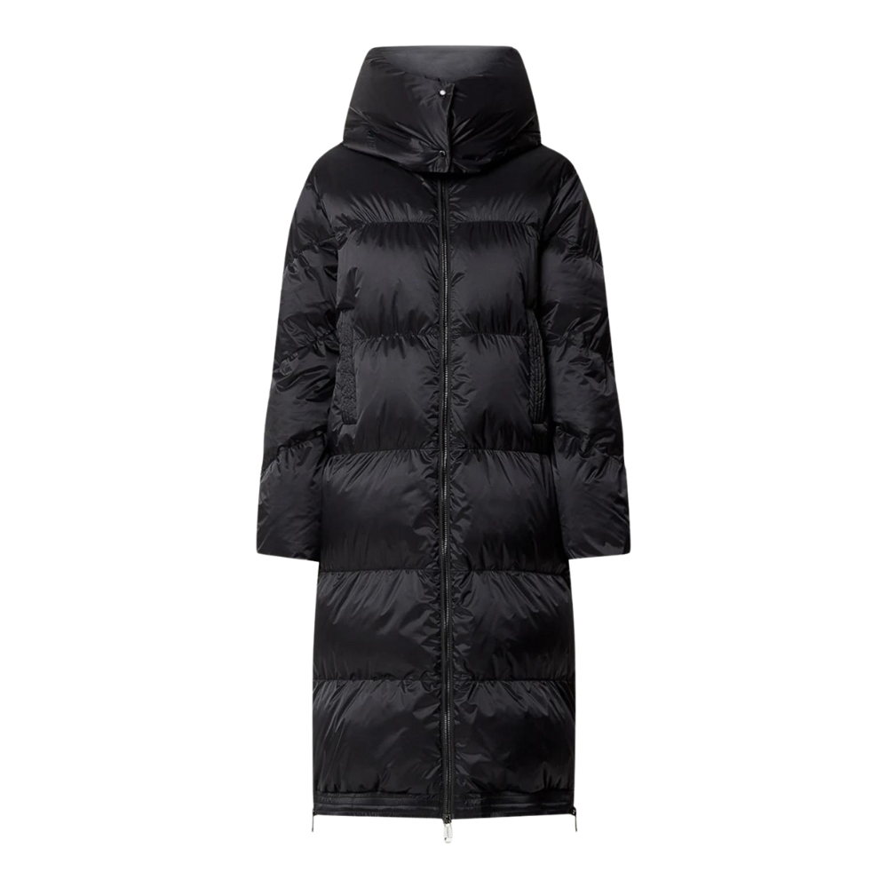 Tuopuda Dames parka met capuchon, winterjas, verdikte gewatteerde pufferjas, warme lange jas met bontcapuchon, warme outdoorjas voor skiën en snowboarden (Zwart, M