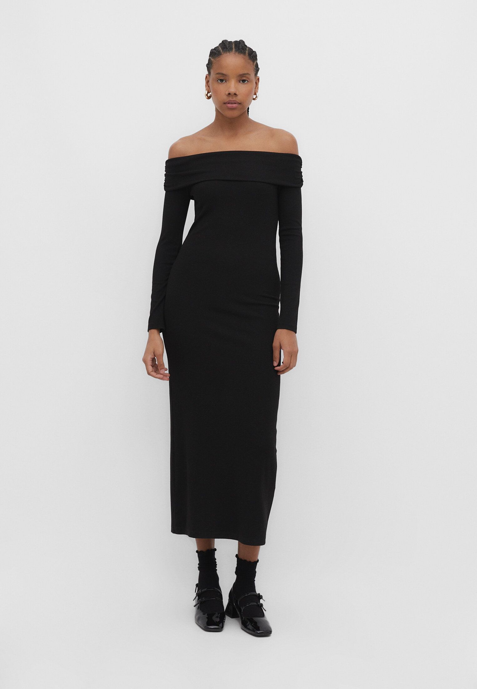 Vestidos Largos Vestido Lencero Negro Stradivarius Vestido Negro