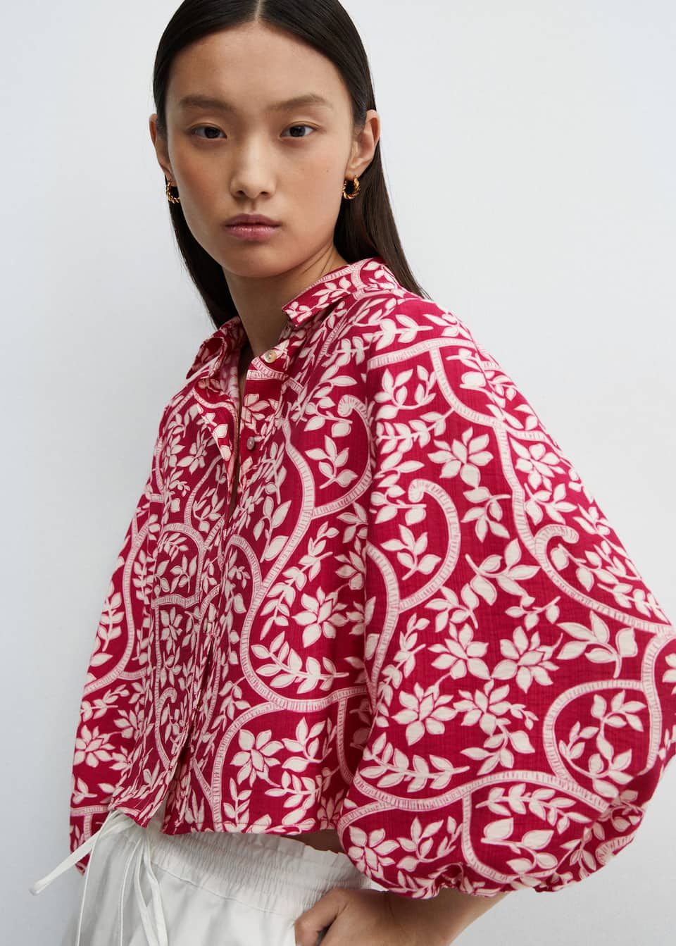 Blusa Estampada Blusas Rojas Mango Camisas Y Blusas De Zara