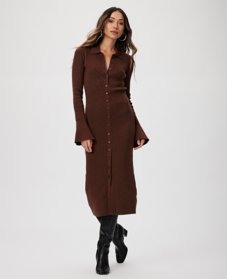 knit tie dress Kiwi V Neck Back Tie Knit Midi Dress  STYLED BY ALX COUTURE