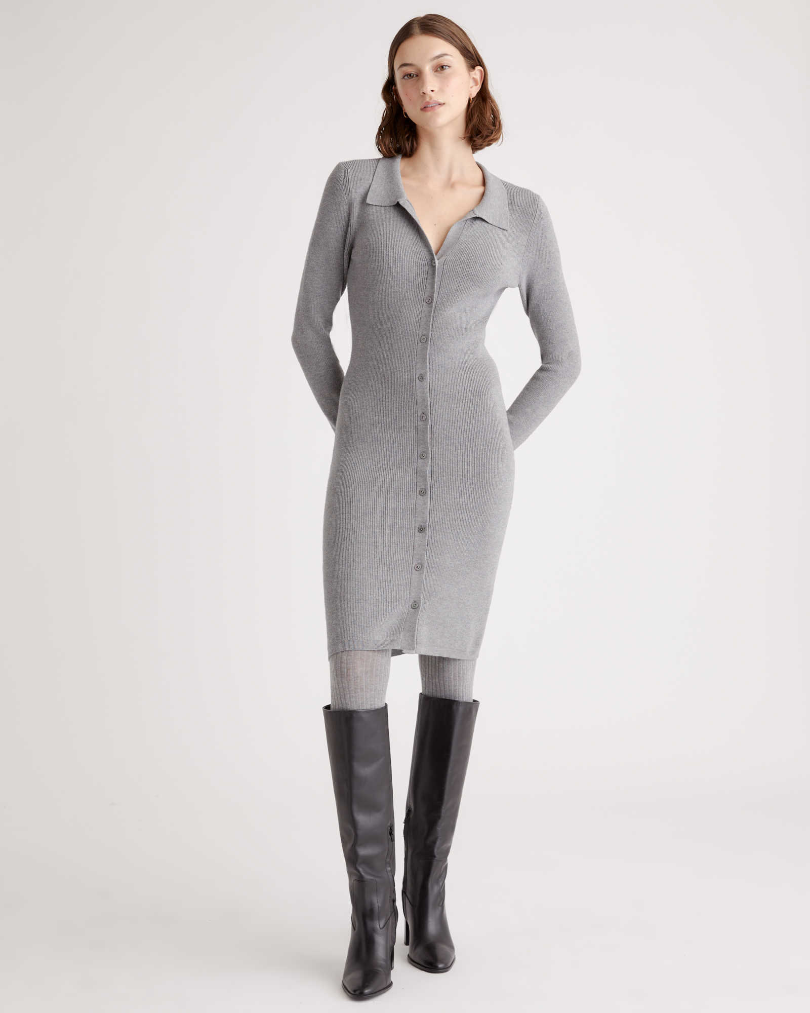 knee length dresses for ladies Black Maxi Button Down Raw Hem Edges Cardigan Small main image 0
