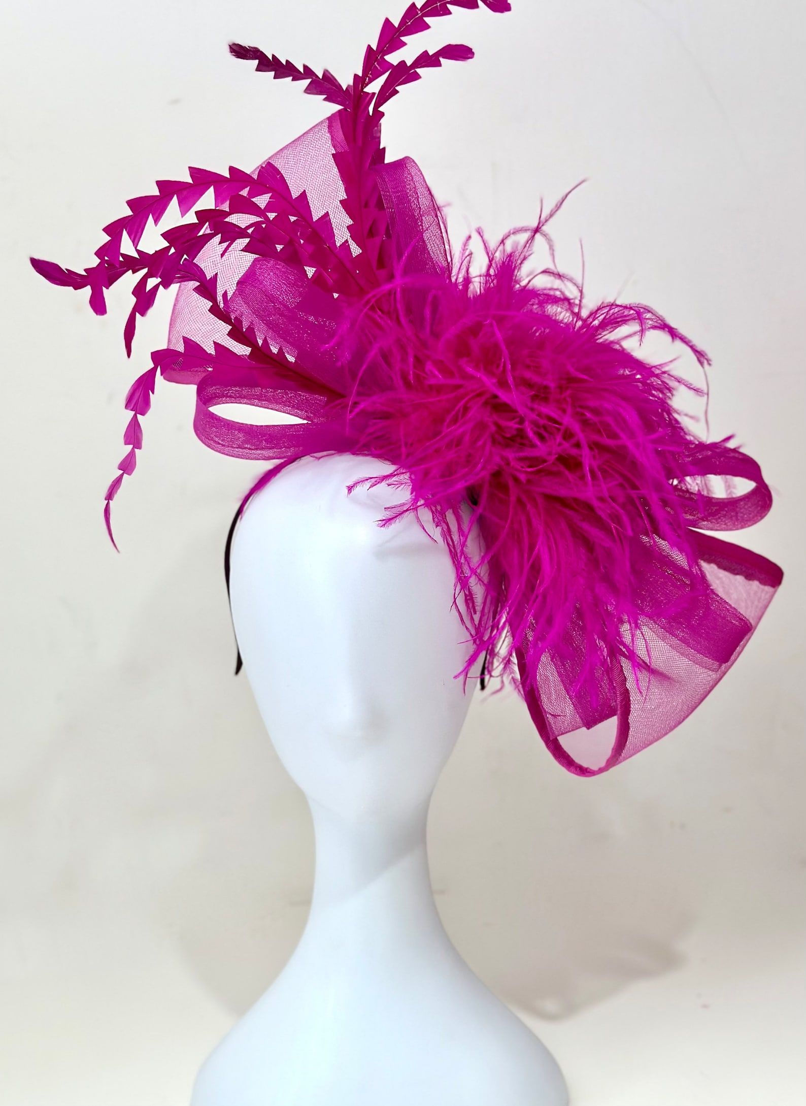 Kentucky Derby Hat KY Oaks Fascinator Hot Pink Organza Feather Floral Statement Amazon.com: Women Organza Kentucky Sun-Hats - Wide-Brim  main image 2