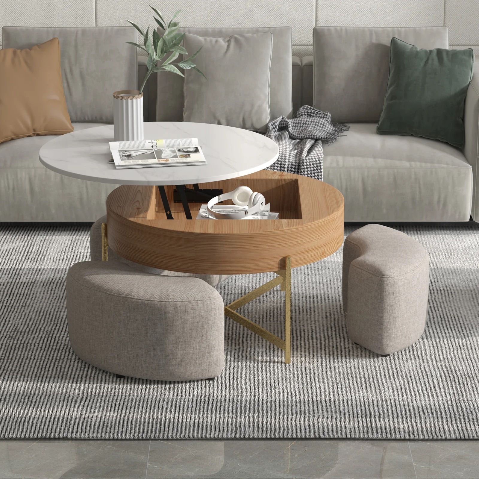 A Coffee Table With Stools Is the 2024 Small-Space Furniture Hack