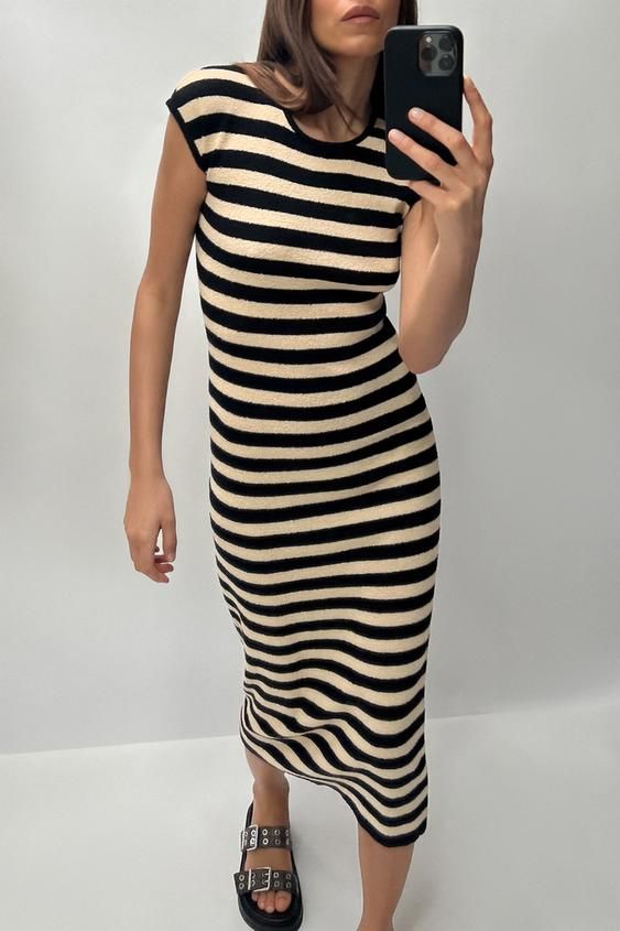 Vestido Corto Vestidos Lana Zara Vestido Midi De Lana Beige Con