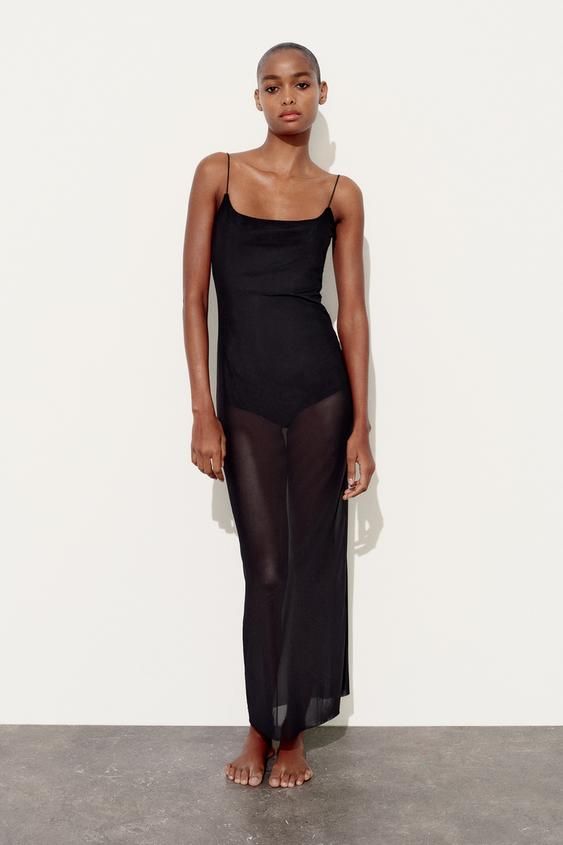 Tul Vestido Transparente Negro Largo Moda Vestidos De Gala Largos