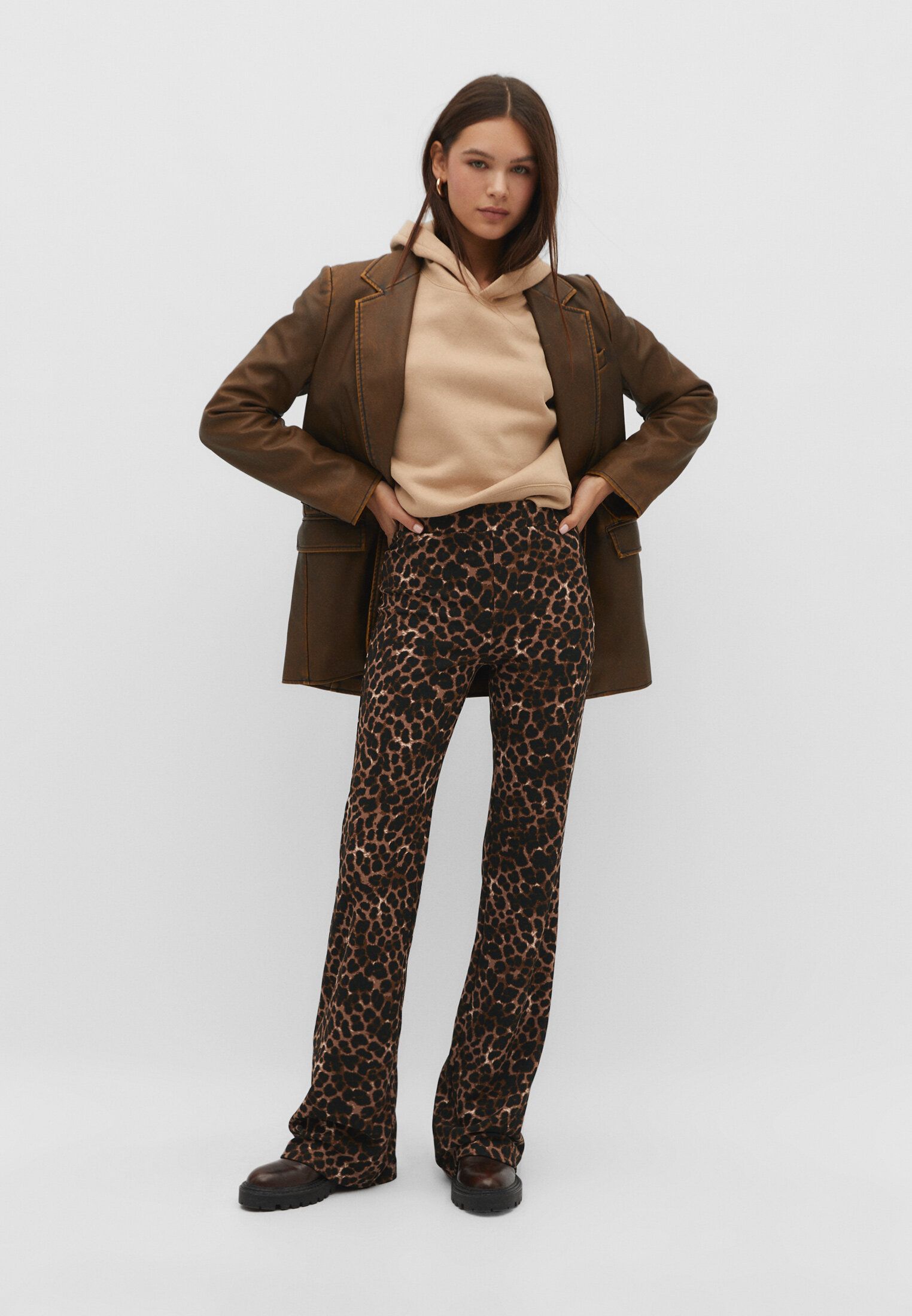 Leopardo Pantalon Animal Print Stradivarius Stradivarius Pantalon