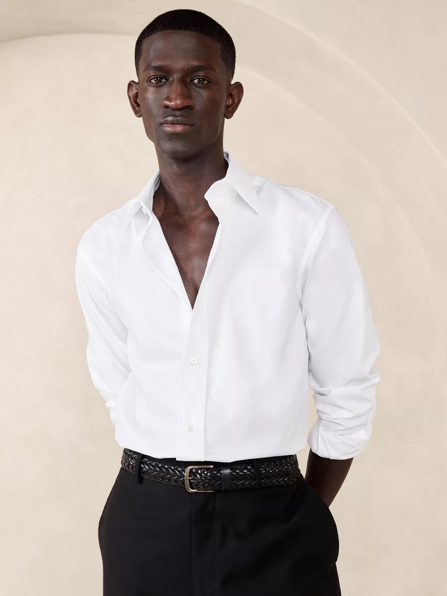best white dress shirts men The Essential Solid Shirt 17.5 (32/33) / Classic Cuffs / White Choose from one of our two fit options Oskar Easy Care Dress Shirt