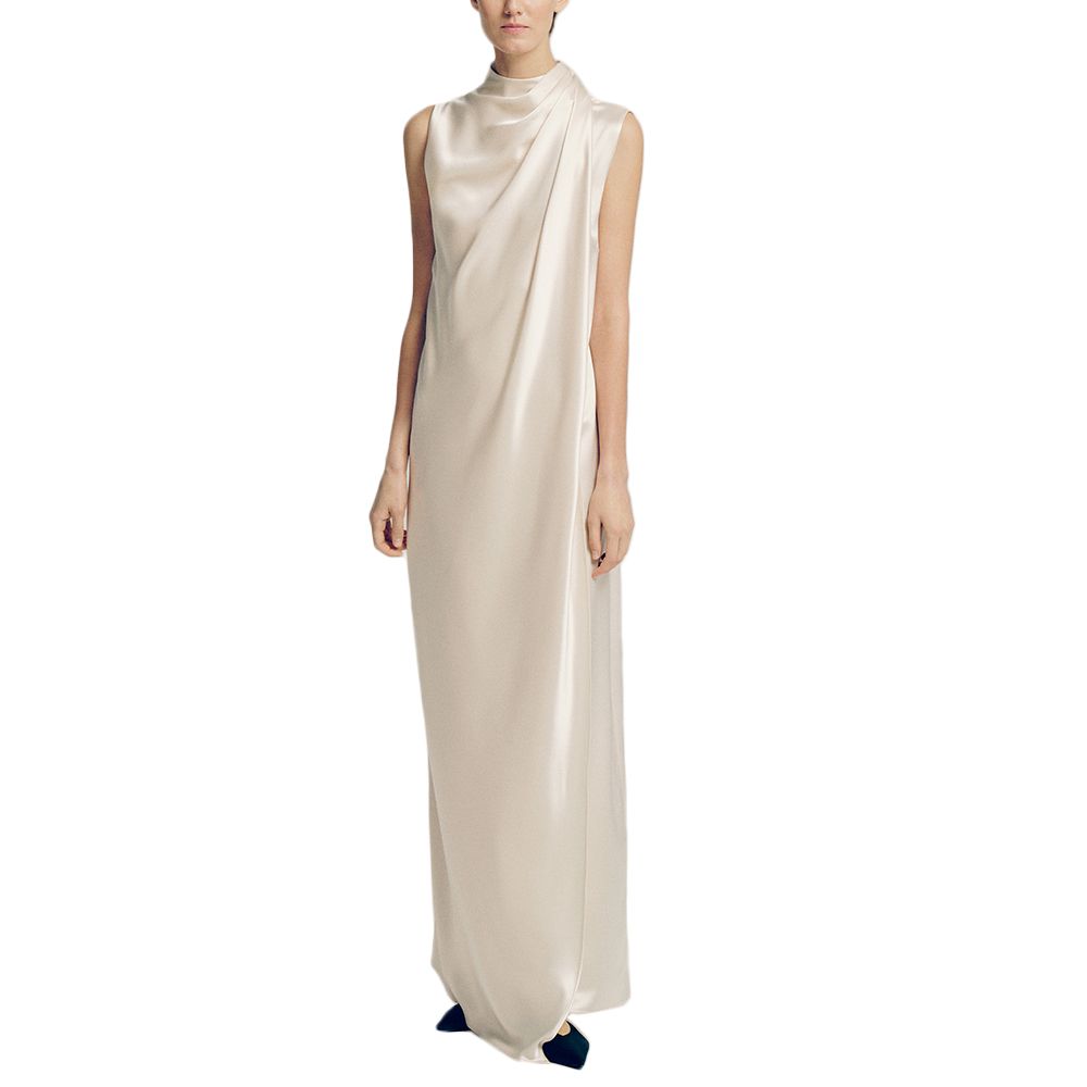 sophie et voila draped satin maxi dress Sophie et Voila - - Draped Satin Maxi Dress - Ivory - EU 36