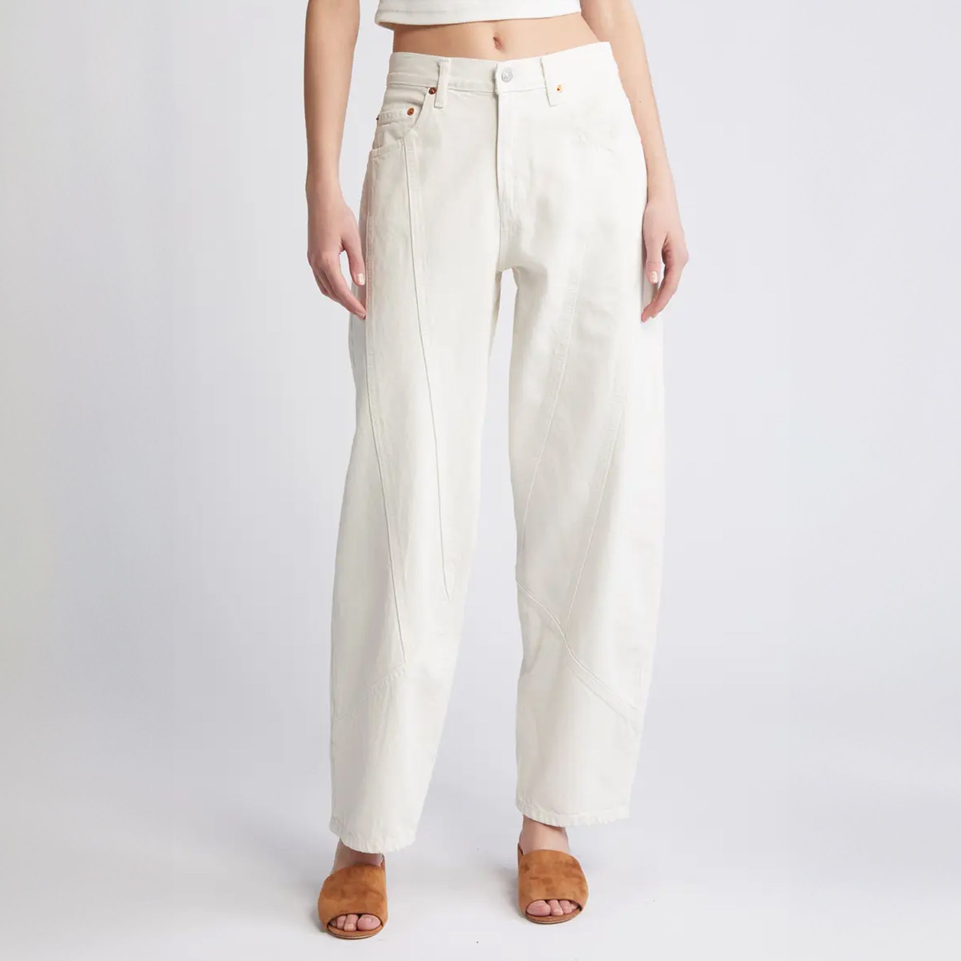 パンツ JCAESAR Distressed White Wide-Leg Denim Distressed White Wide-Leg Denim Pants - BCAESAR