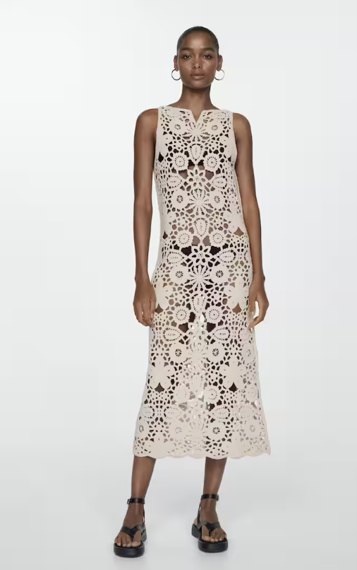 vestidos de crochet 'boho' de Zara, Mango y Bershka como el de